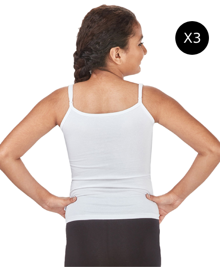 Pack of 3 Girls Pack Solid Camisole Bralette (White)