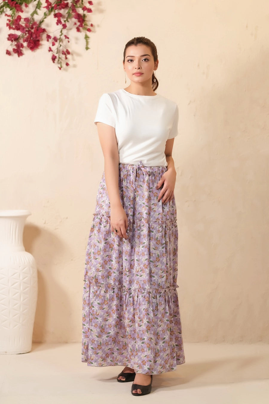 Lavender Bliss Allover Floral Print Skirt
