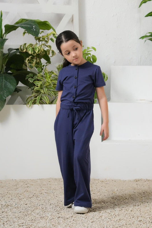 Navy Blue Jersey Jumpsuit