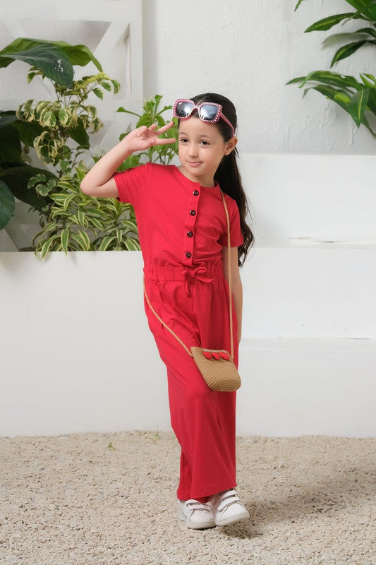 Red best sale jersey jumpsuit