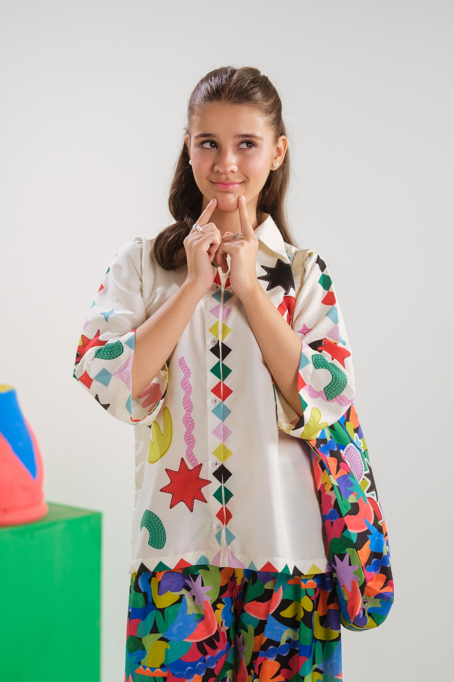 Celestial Doodle - 2pcs - Poly Cambric - 2pcs-ready-to-wear, Fusion - Sprinkles Pakistan