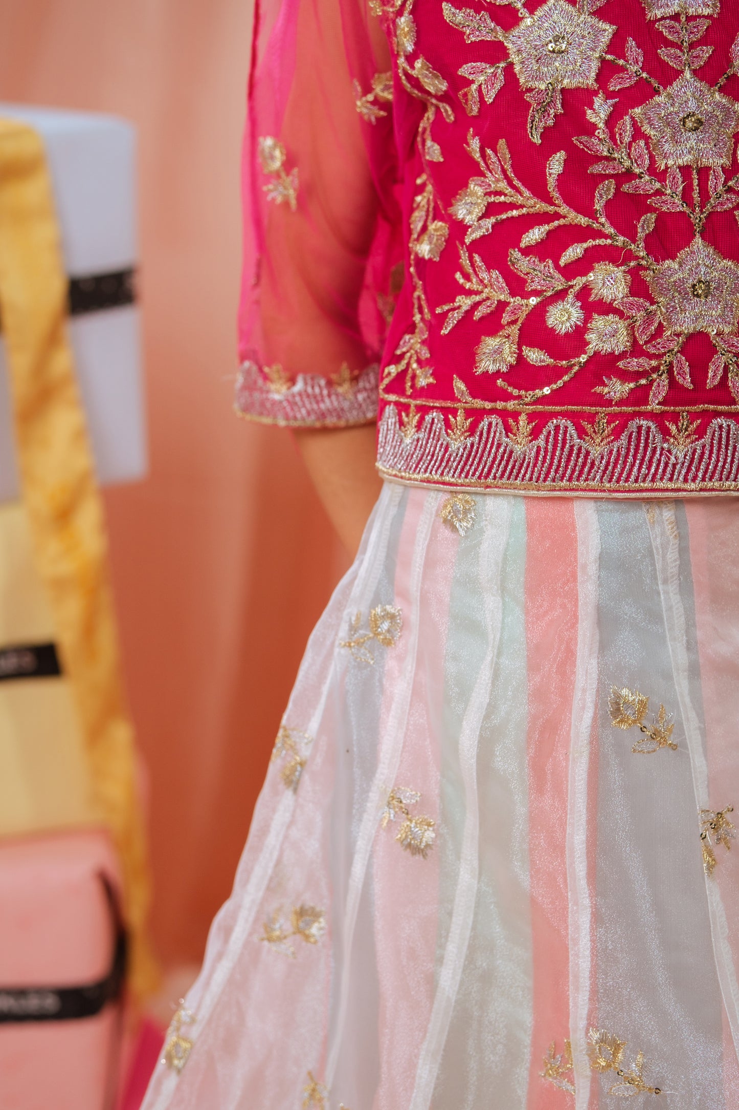 Pink Stardust Lehenga - 3pcs - Sequence Embroidered Net - Festive - Sprinkles Pakistan