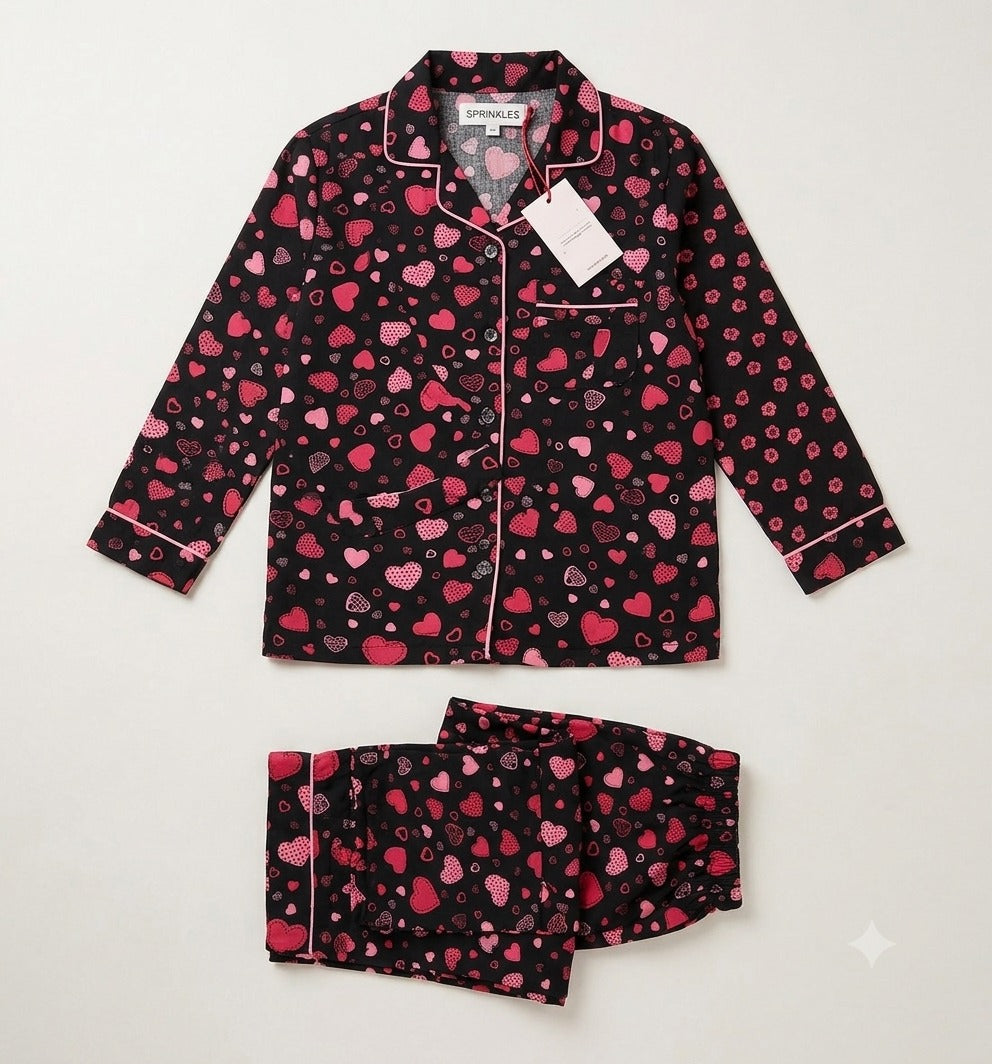 Velvet Hearts - 2pcs - Nightsuit - Boski Linen - New Arrival, Night Suit - Sprinkles Pakistan