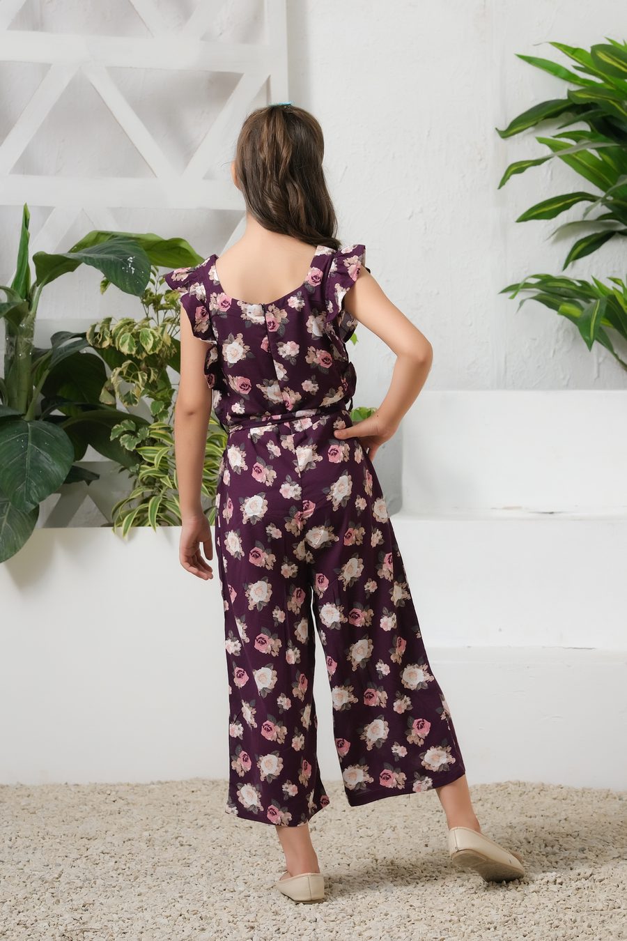 Lavender Petal Wide Leg Jumpsuit - Summer Boski - dresses, jumpsuits, kids-clearance - Sprinkles Pakistan