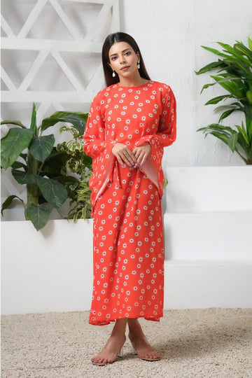 Orange Blossom Match Allover Floral Print Tunic Dress