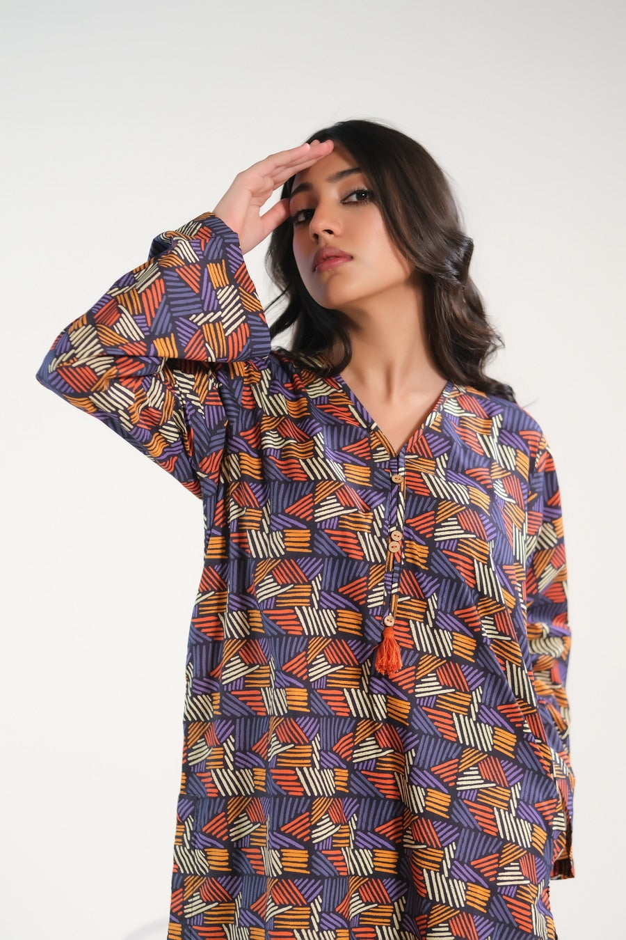 Linear Bricks - Cambric - Cambric - cambric, dresses, 2pcs-rtw, women-clearance - Sprinkles Pakistan