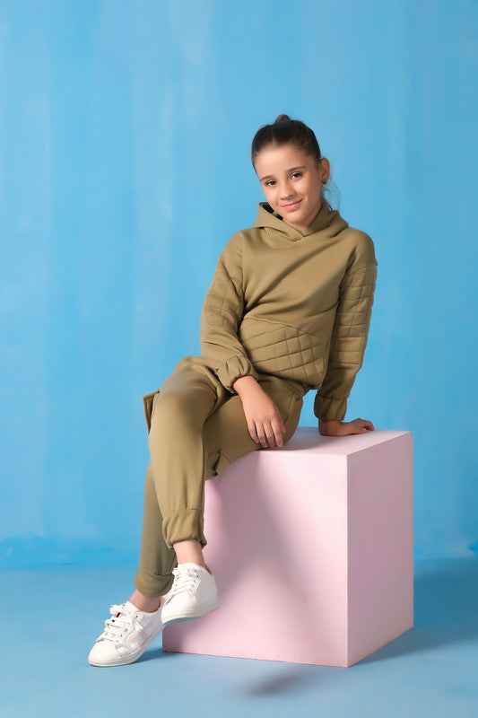 Quilted Panel Hoodie With Jogger Pants - Mint Green