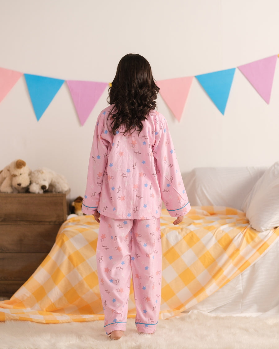 Starry Goodnight - Night Suit - 2pcs - Linen - Sprinkles Pakistan
