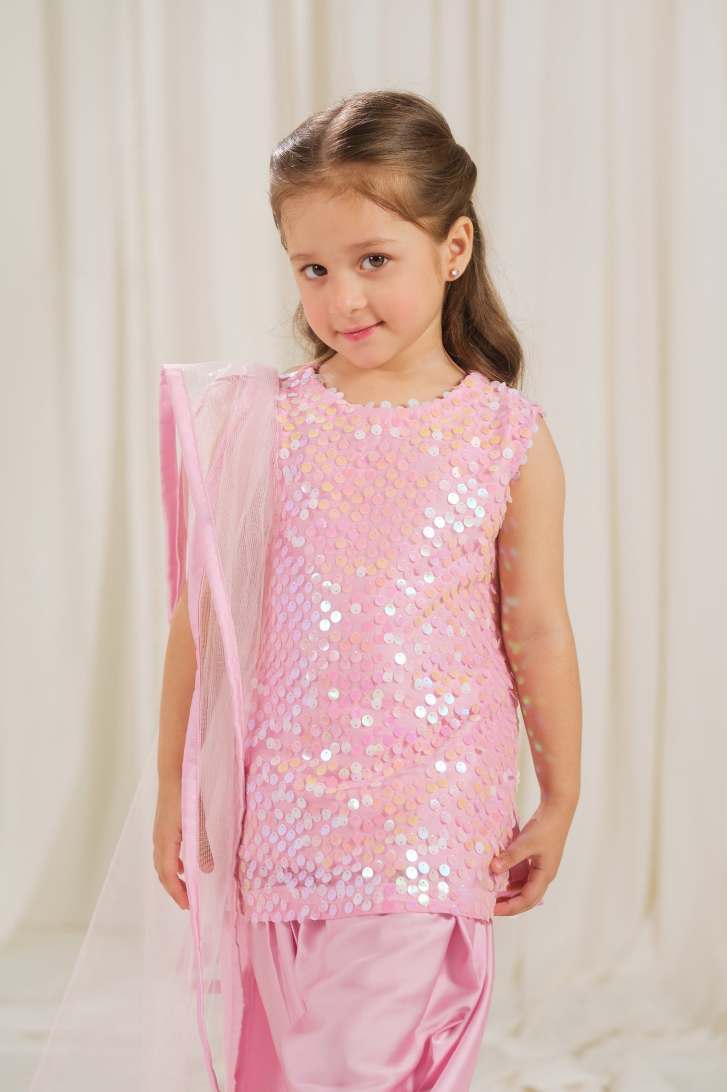 Rosette Glow Dress - 3pcs - Sequence Net & Silk - Festive - Sprinkles Pakistan