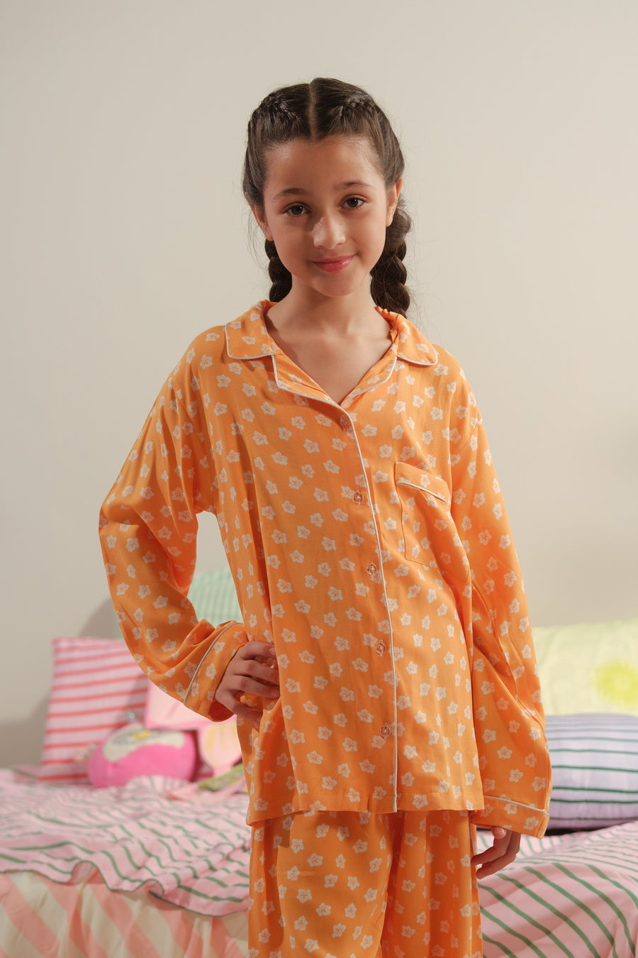 Tangerine Dream - 2pcs - Nightsuit - Boski Linen - New Arrival, Night Suit - Sprinkles Pakistan