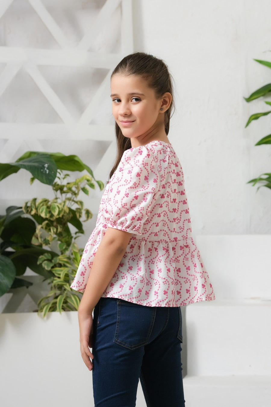 Allover Floral Embroidery Top - Chicken Kadi - shirts, topsshirts, kids-clearance - Sprinkles Pakistan