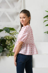 Allover Floral Embroidery Top - Chicken Kadi - shirts, topsshirts, kids-clearance - Sprinkles Pakistan