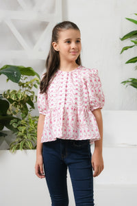 Allover Floral Embroidery Top - Chicken Kadi - shirts, topsshirts, kids-clearance - Sprinkles Pakistan