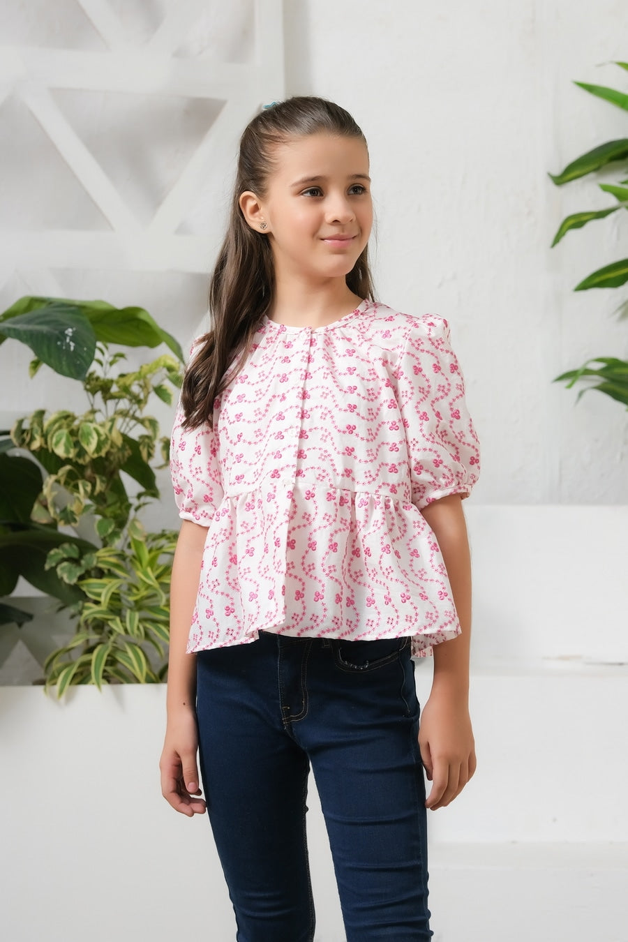 Allover Floral Embroidery Top - Chicken Kadi - shirts, topsshirts, kids-clearance - Sprinkles Pakistan