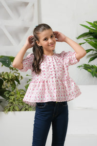 Allover Floral Embroidery Top - Chicken Kadi - shirts, topsshirts, kids-clearance - Sprinkles Pakistan