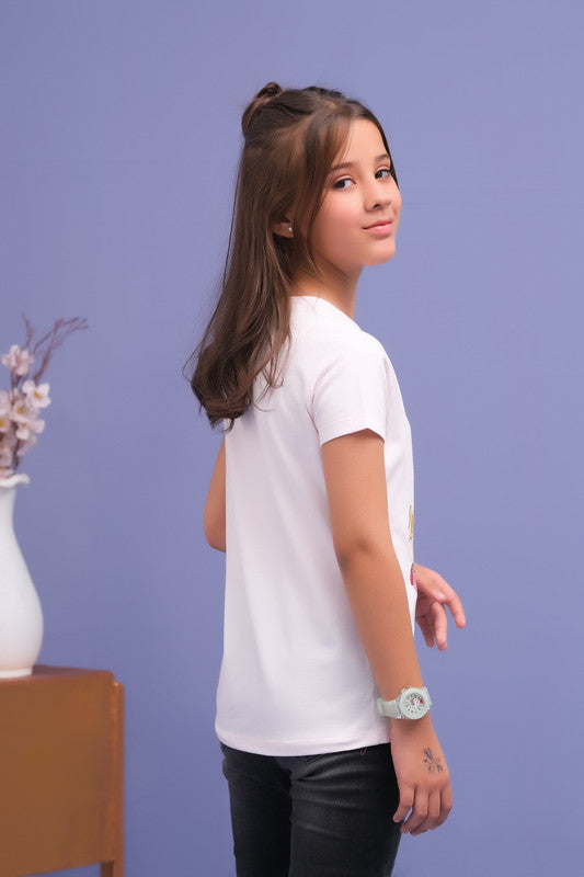Baby Pink Lemonade Print Tee - Cotton - Tee_clearance,grand-sale, t-shirts, kids-clearance - Sprinkles Pakistan