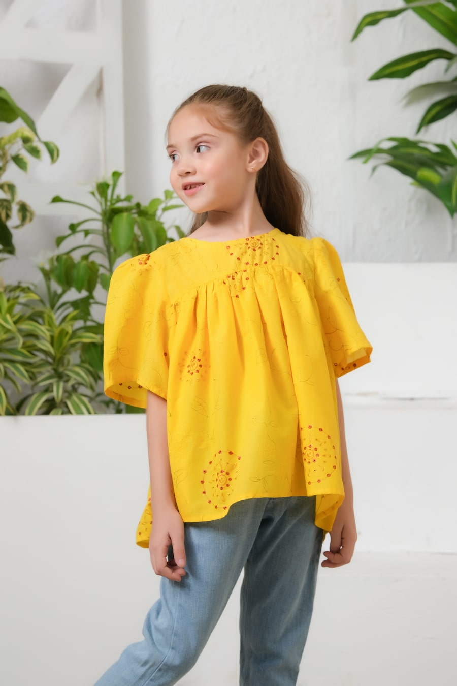 Clasi Puff Sleeve Cutout Detail Top - Yellow - Chicken Kadi - shirts, topsshirts, kids-clearance - Sprinkles Pakistan
