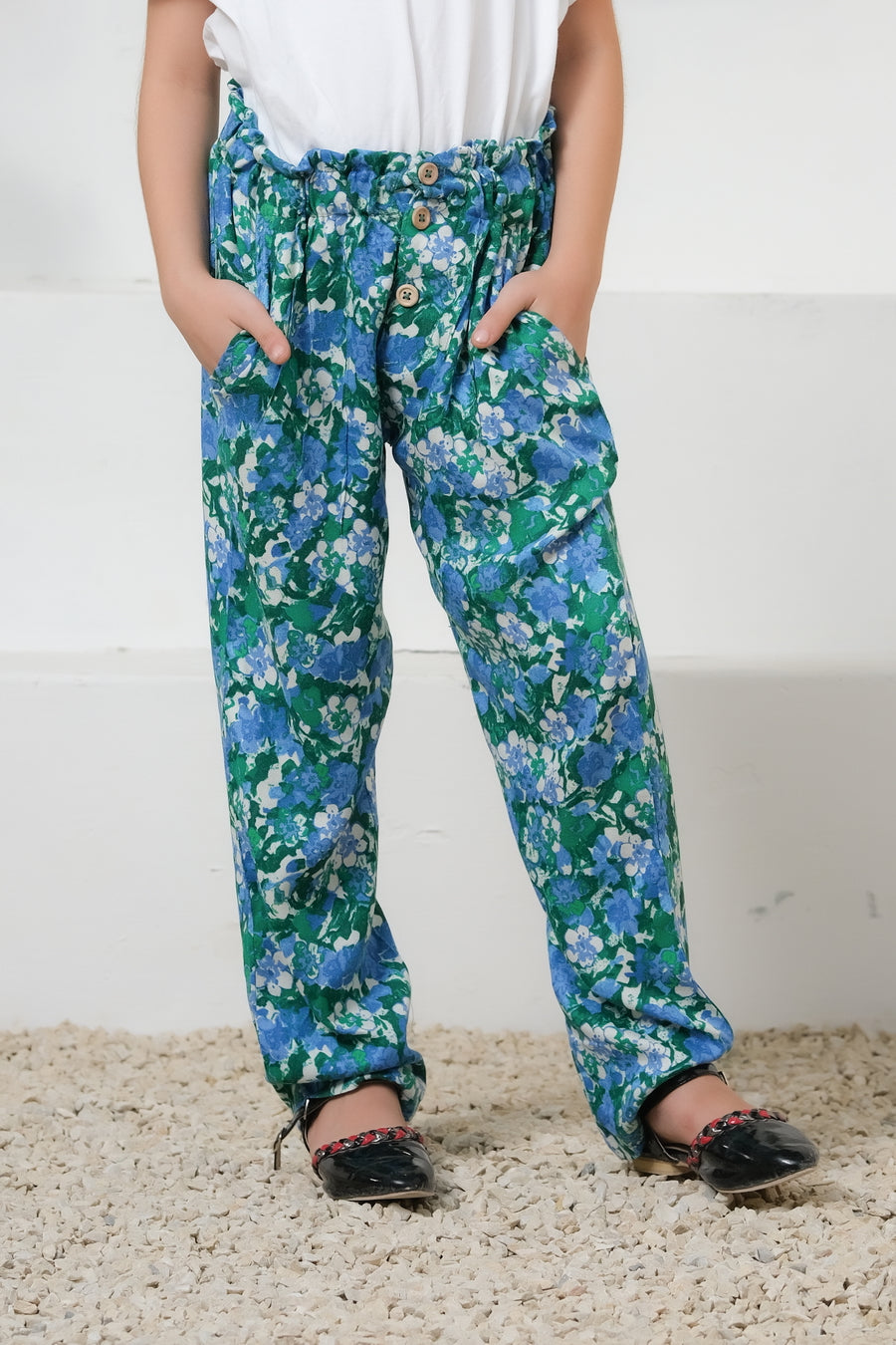 Green Floral Print Wide Leg Trousers