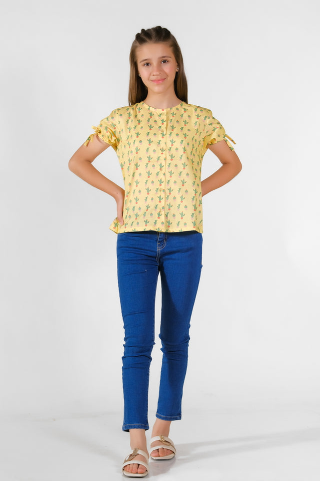 Cute Cactus - Cambric - Half Sleeves Top