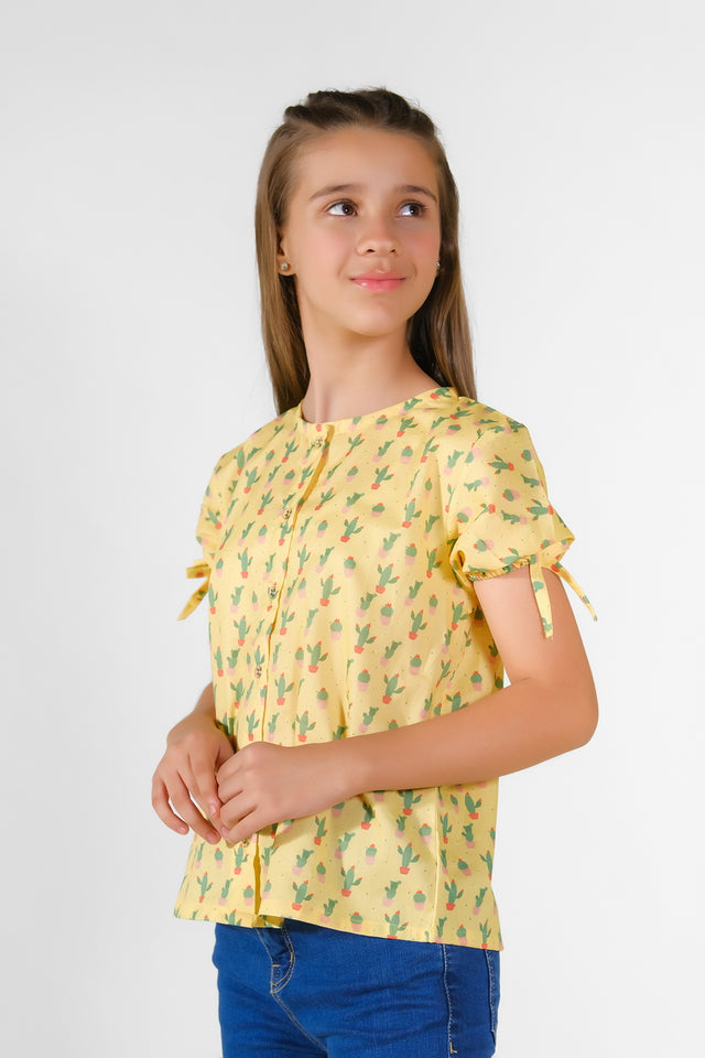 Cute Cactus - Cambric - Half Sleeves Top