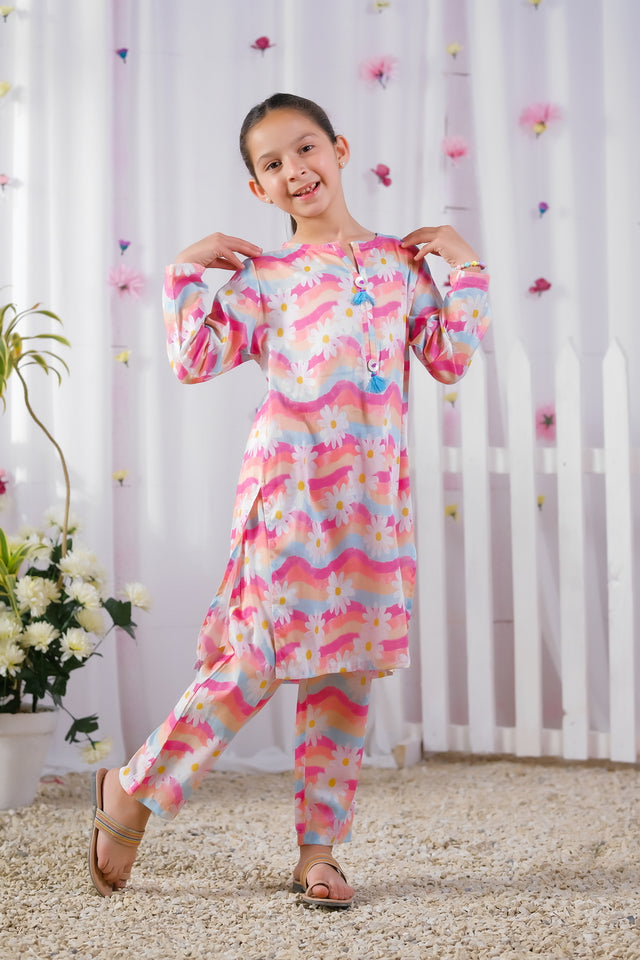 Floral Splash -  2 Pcs Set - Luxury Lawn