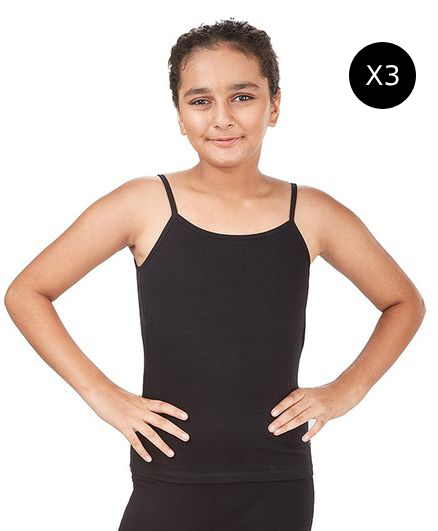 Pack of 3 Girls Pack Solid Camisole Bralette (Black)