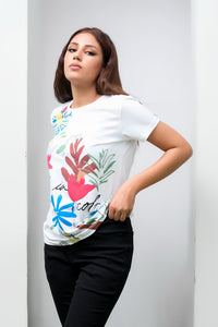 Life in Color White Tee for Girls - Cotton - Tee_clearance,grand-sale, t-shirts, kids-clearance - Sprinkles Pakistan