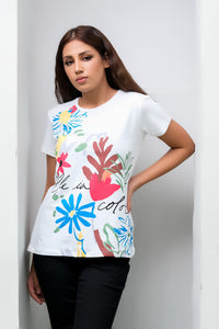 Life in Color White Tee for Girls - Cotton - Tee_clearance,grand-sale, t-shirts, kids-clearance - Sprinkles Pakistan