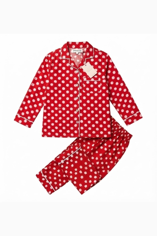 Red Eclipse - 2pcs - Nightsuit - Boski Linen - New Arrival, Night Suit - Sprinkles Pakistan
