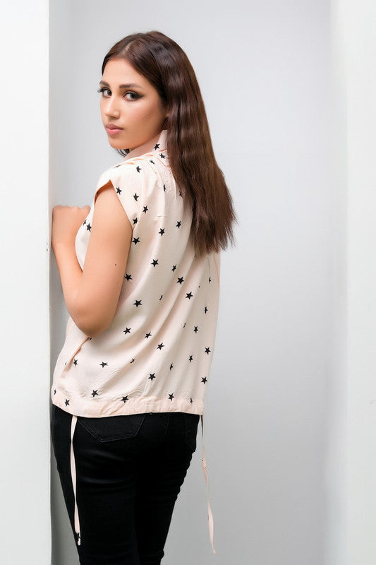 Peach Star Girls Printed Top