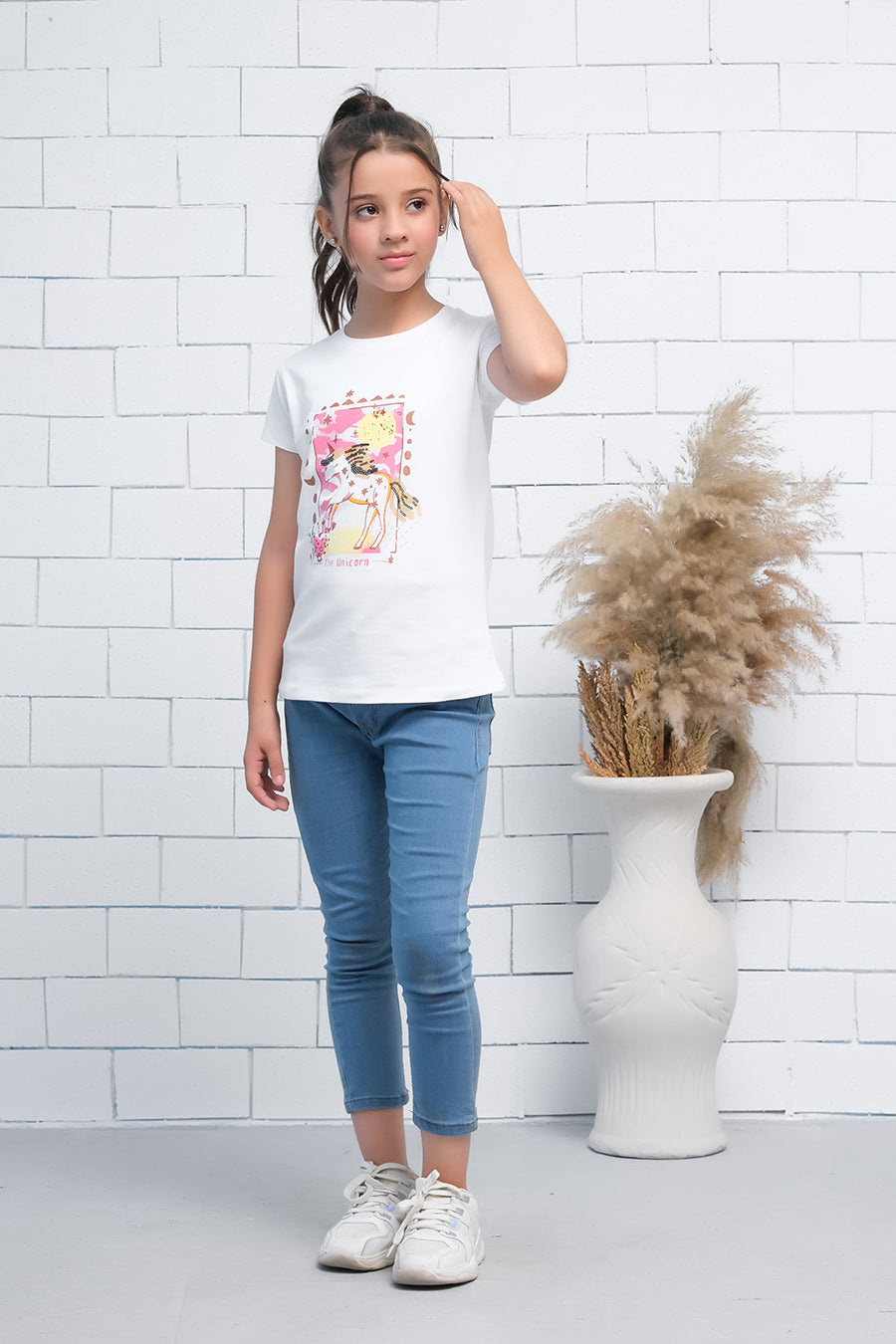 White Short Sleeves Unicorn Print Tee - Cotton - Tee_clearance,grand-sale, t-shirts, kids-clearance - Sprinkles Pakistan