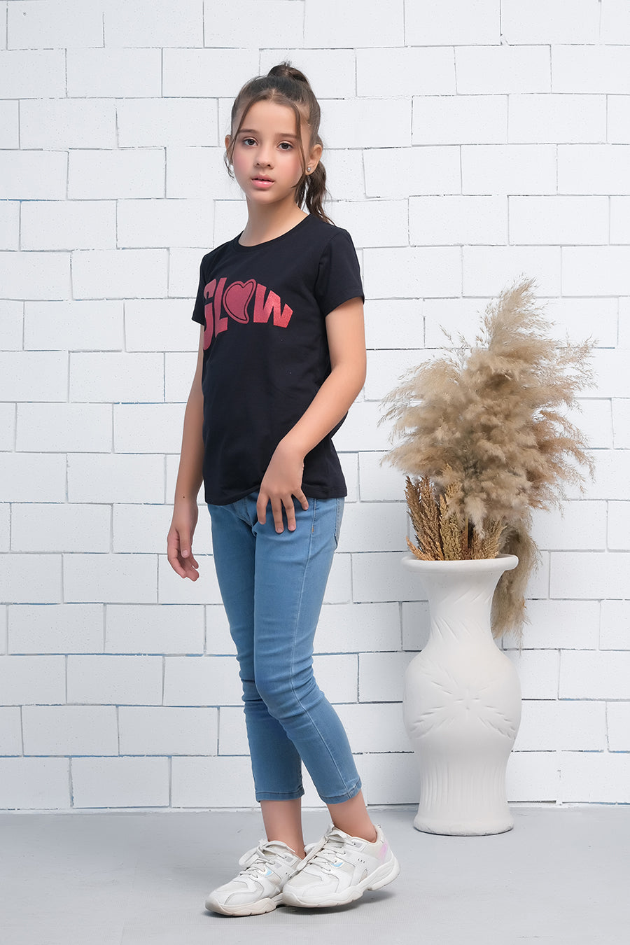 Black Short Sleeves Glow Print Tee - Cotton - Tee_clearance,grand-sale, t-shirts, kids-clearance - Sprinkles Pakistan