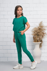 Green 2Pcs Cord Set with Short Sleeves Shirt and Trouser - Jersey - co-ord-sets, dresses - Sprinkles Pakistan