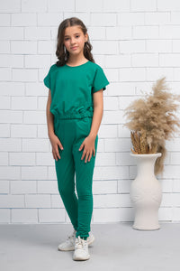 Green 2Pcs Cord Set with Short Sleeves Shirt and Trouser - Jersey - co-ord-sets, dresses - Sprinkles Pakistan