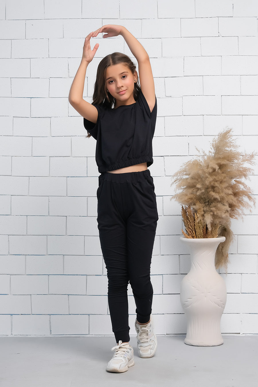 Black 2Pcs Cord Set with Short Sleeves Shirt and Trouser - Jersey - co-ord-sets, dresses - Sprinkles Pakistan