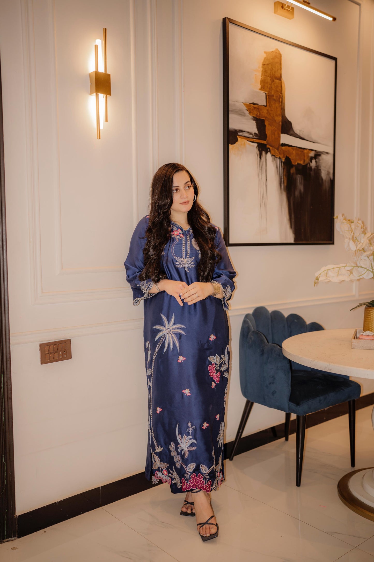 Ocean Bloom - 1pc - Embroidered - Charmeuse Silk - Festive - Sprinkles Pakistan