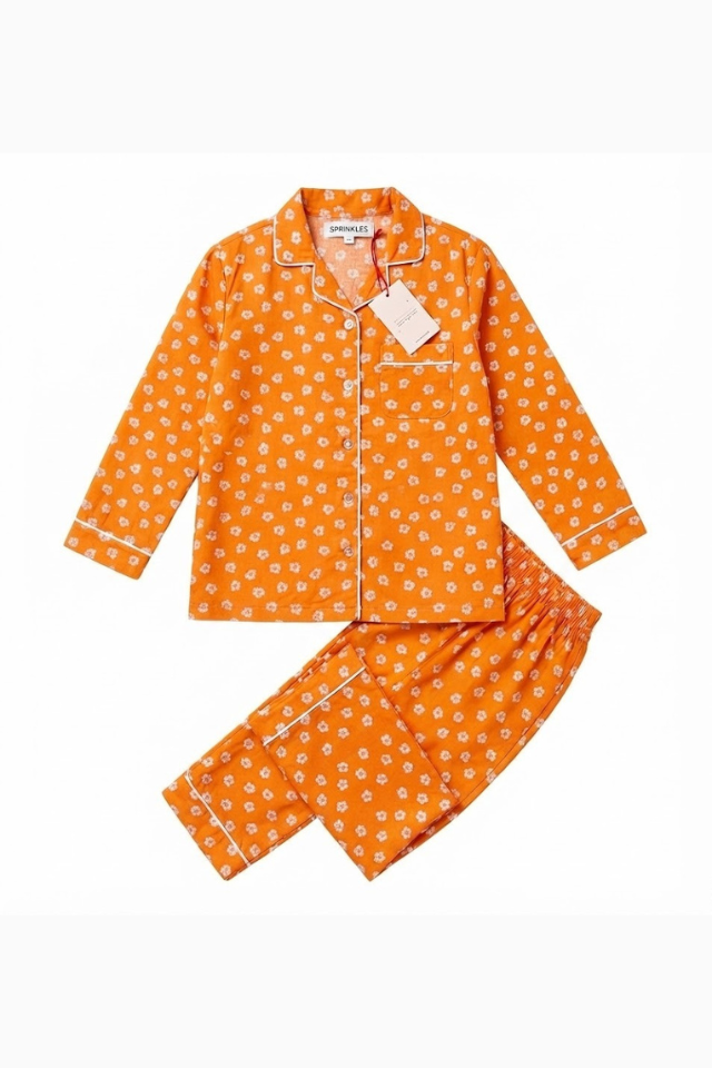 Tangerine Dream - 2pcs - Nightsuit - Boski Linen - New Arrival, Night Suit - Sprinkles Pakistan