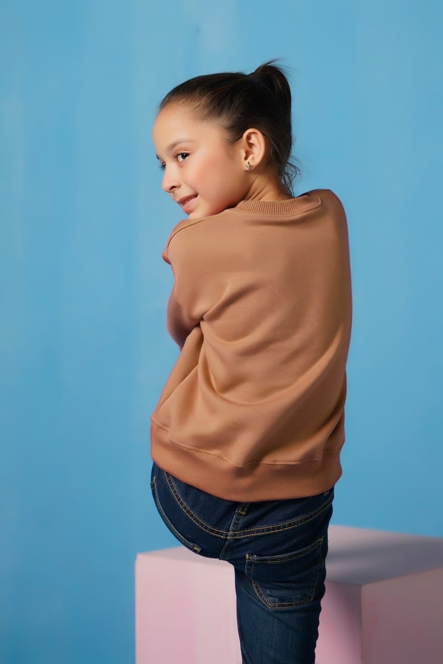 Sweatshirt With Flap - Coffee Brown