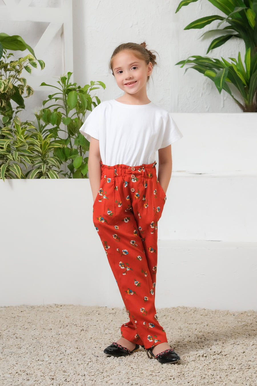 Mod Floral Print Wide Leg Trouser