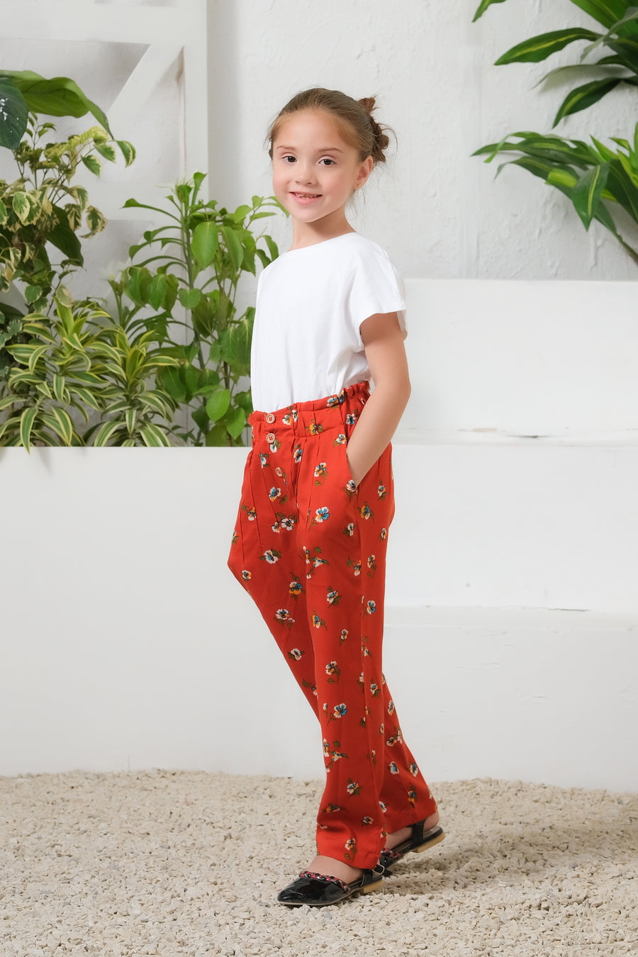 Mod Floral Print Wide Leg Trouser