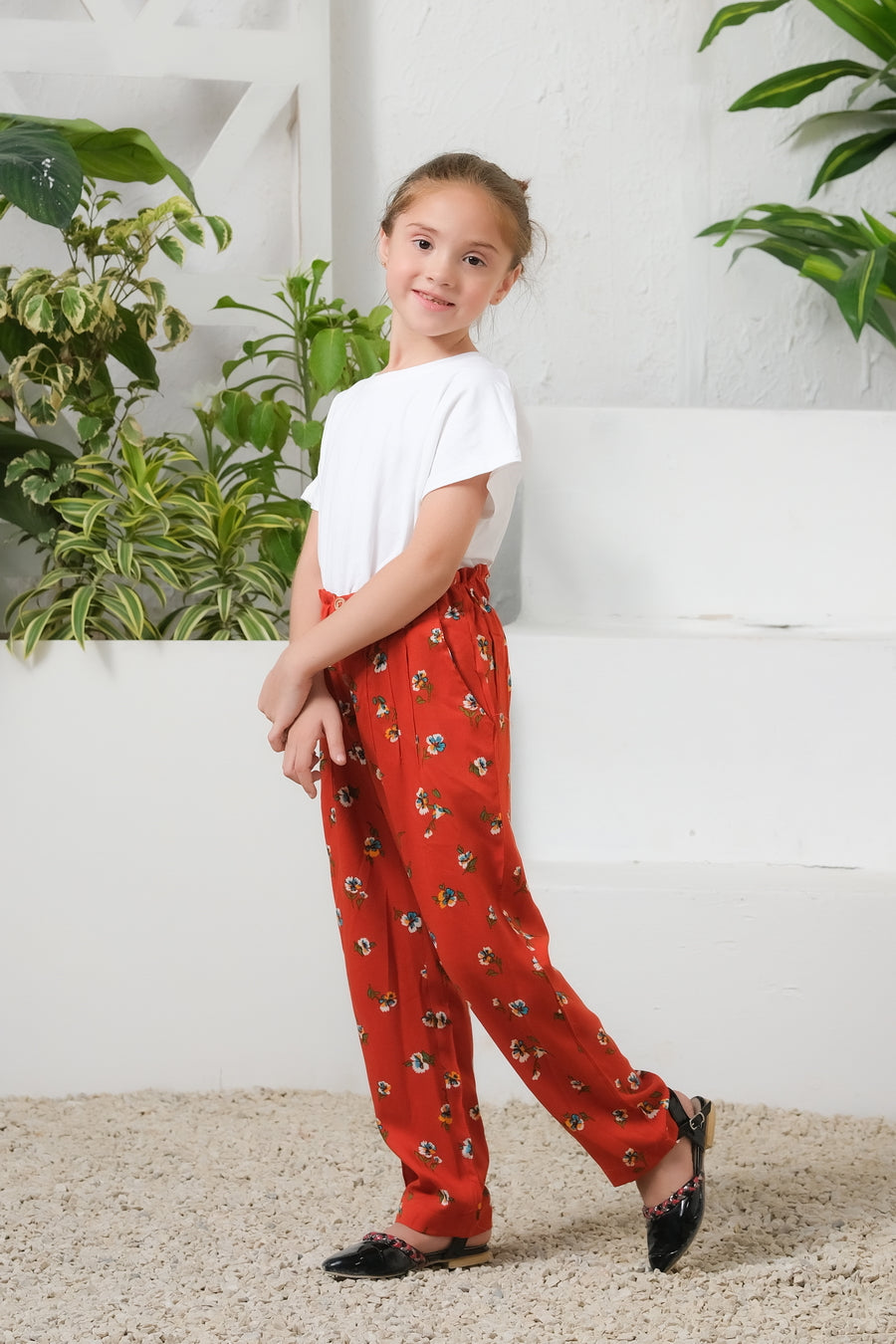 Mod Floral Print Wide Leg Trouser