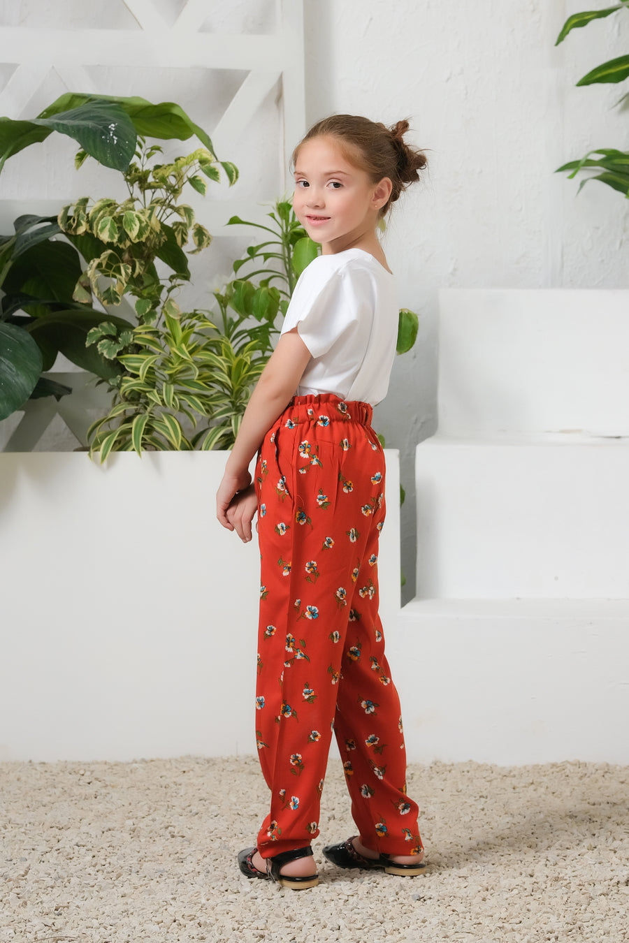 Mod Floral Print Wide Leg Trouser