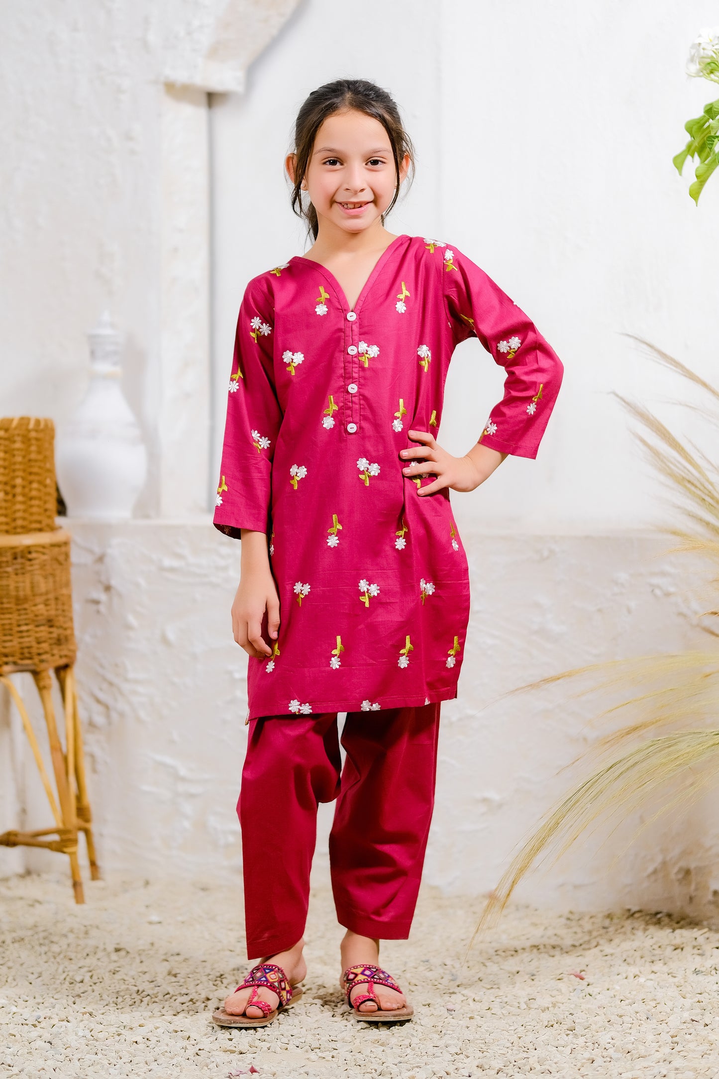 Berry Blossom - 2pcs - Embroidered - Cotton - 2pcs-ready-to-wear, 2-pcs Embroidery Kids - Sprinkles Pakistan