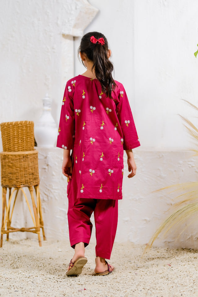 Berry Blossom - 2pcs - Embroidered - Cotton - 2pcs-ready-to-wear, 2-pcs Embroidery Kids - Sprinkles Pakistan
