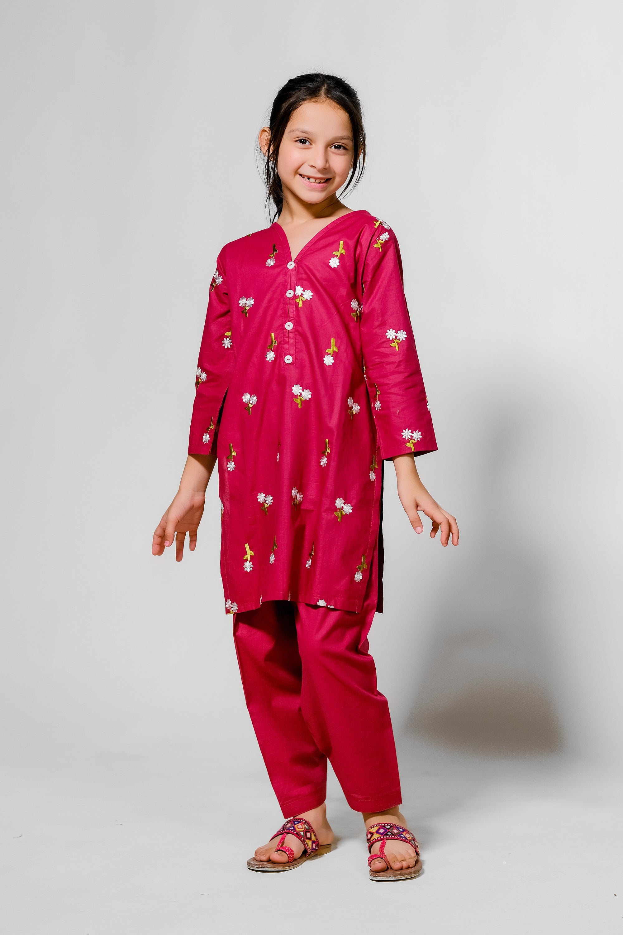 Berry Blossom - 2pcs - Embroidered - Cotton - 2pcs-ready-to-wear, 2-pcs Embroidery Kids - Sprinkles Pakistan