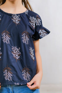 Black & White Floral Print Top - Cotton - shirts, topsshirts - Sprinkles Pakistan