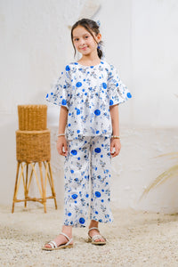 Blue Floral Elegance - 2pcs - Lawn Silk - co-ord-sets, 2pcs-ready-to-wear, 2pcs-ready-to-wear - Sprinkles Pakistan