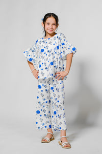 Blue Floral Elegance - 2pcs - Lawn Silk - co-ord-sets, 2pcs-ready-to-wear, 2pcs-ready-to-wear - Sprinkles Pakistan