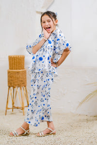 Blue Floral Elegance - 2pcs - Lawn Silk - co-ord-sets, 2pcs-ready-to-wear, 2pcs-ready-to-wear - Sprinkles Pakistan