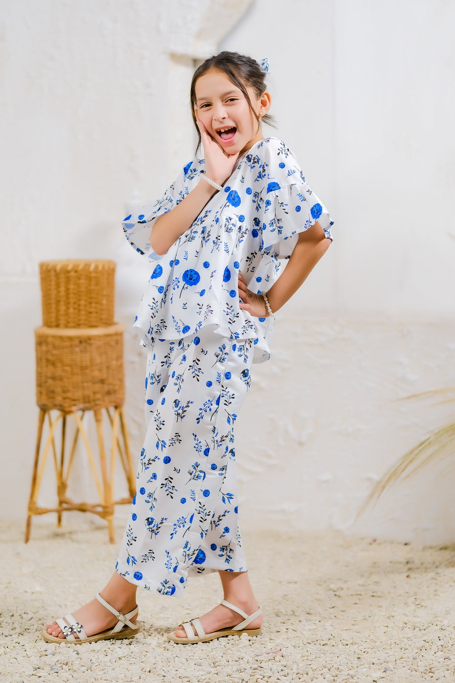 Blue Floral Elegance - 2pcs - Lawn Silk - co-ord-sets, 2pcs-ready-to-wear, 2pcs-ready-to-wear - Sprinkles Pakistan